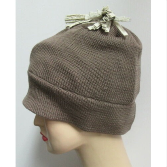 PATRICIA UNDERWOOD KNITS taupe beanie hat main image 5